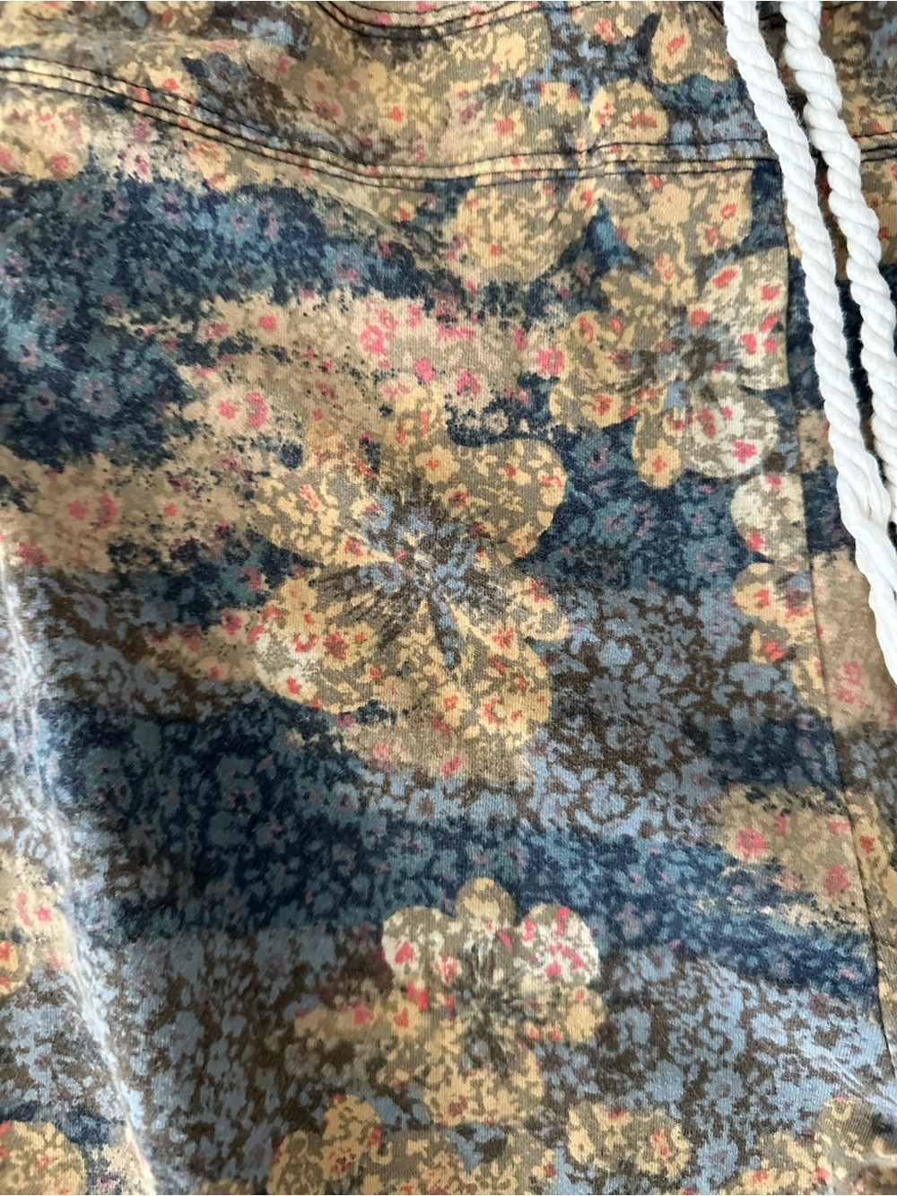 Floral Printed Pull-On Joggers - Blue & Tan - Picture 2 of 4